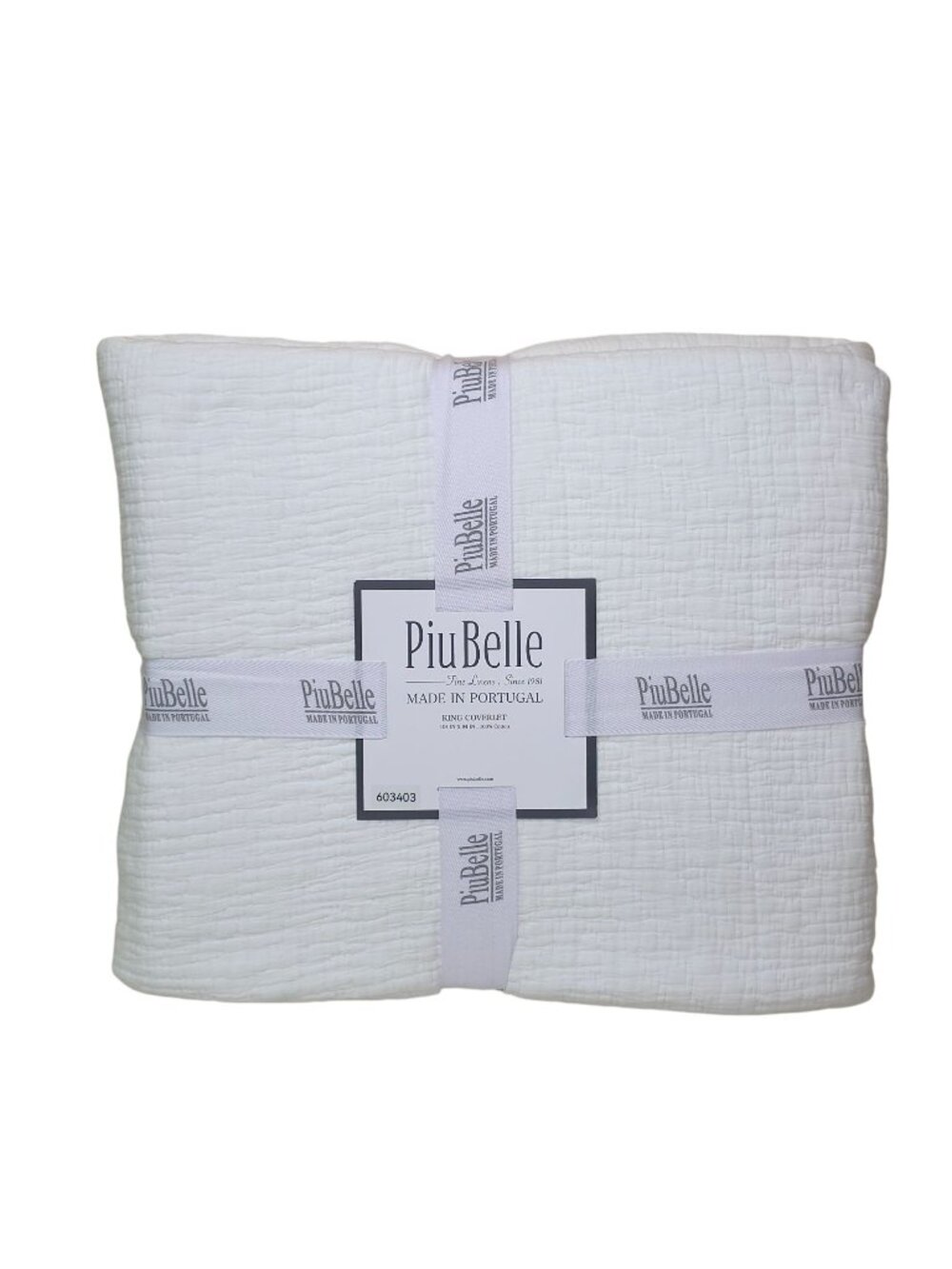 PiuBelle King Coverlet 104"x94" White 100% Cotton Textured Made In Portugal